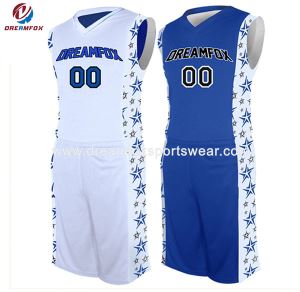 Sublimated Double Side ผู้ชายล่าสุดปรับแต่งเสื้อบาสเกตบอล